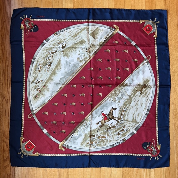 Gucci Silk Scarf with Equestrian Hunt Theme - Picture 10 of 11